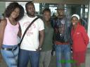 the face2face crew, on arrival at grantley adams airport, bridgetown